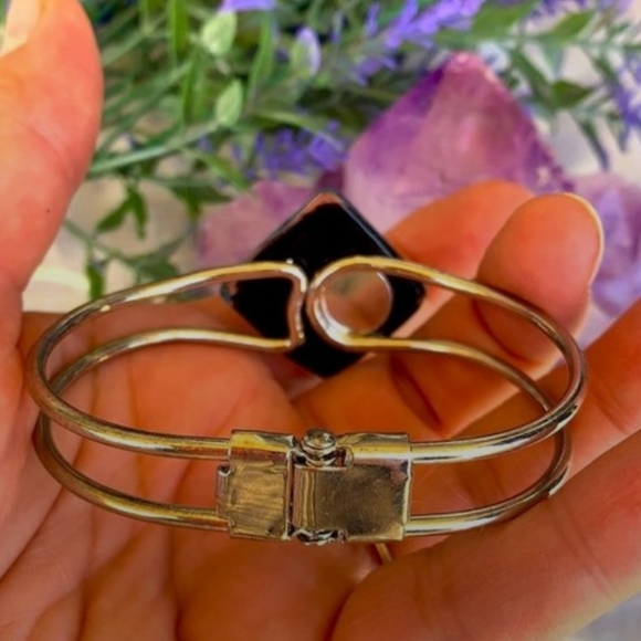 Lampwork Floral Art Glass Clamper Bracelet - Picture 6 of 10